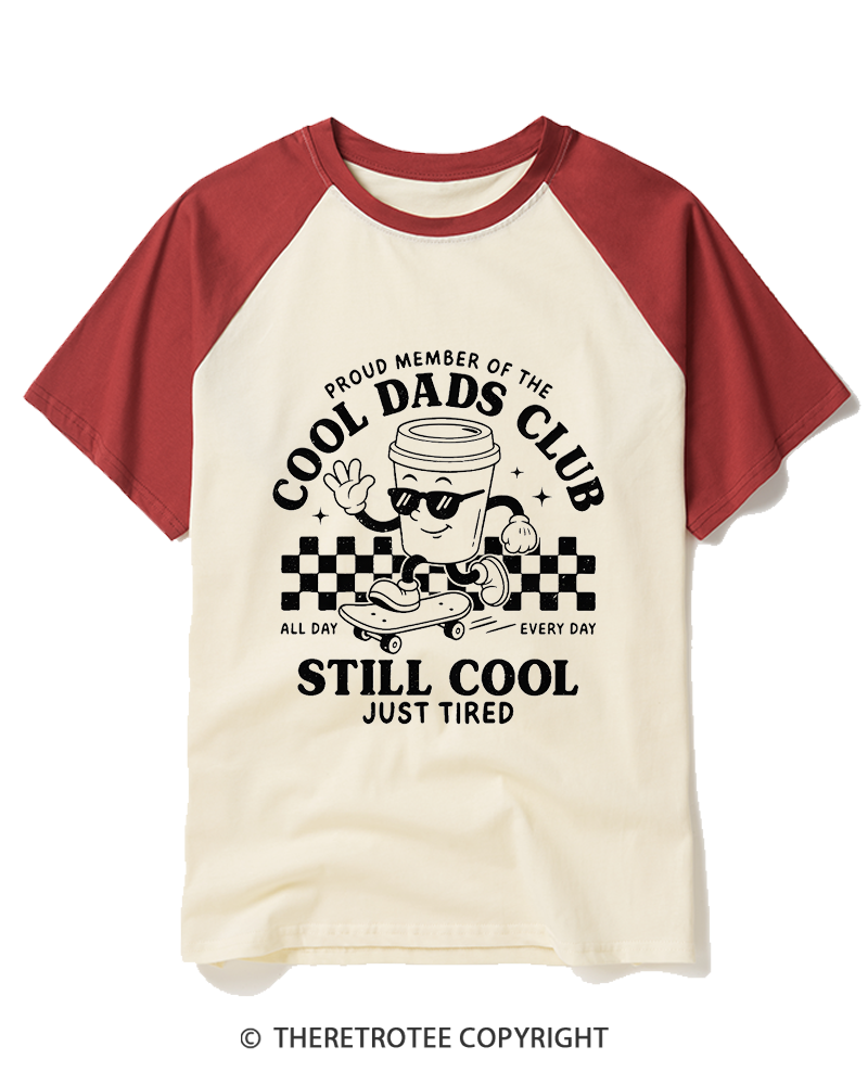 TheRetroTee Proud Member of the Cool Dads Club 1980s Raglan Baseball T-Shirt
