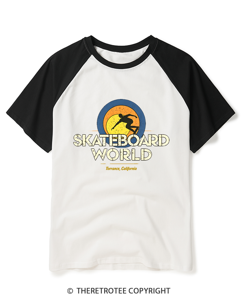 TheRetroTee Skateboard World 1977 Raglan Baseball T-Shirt