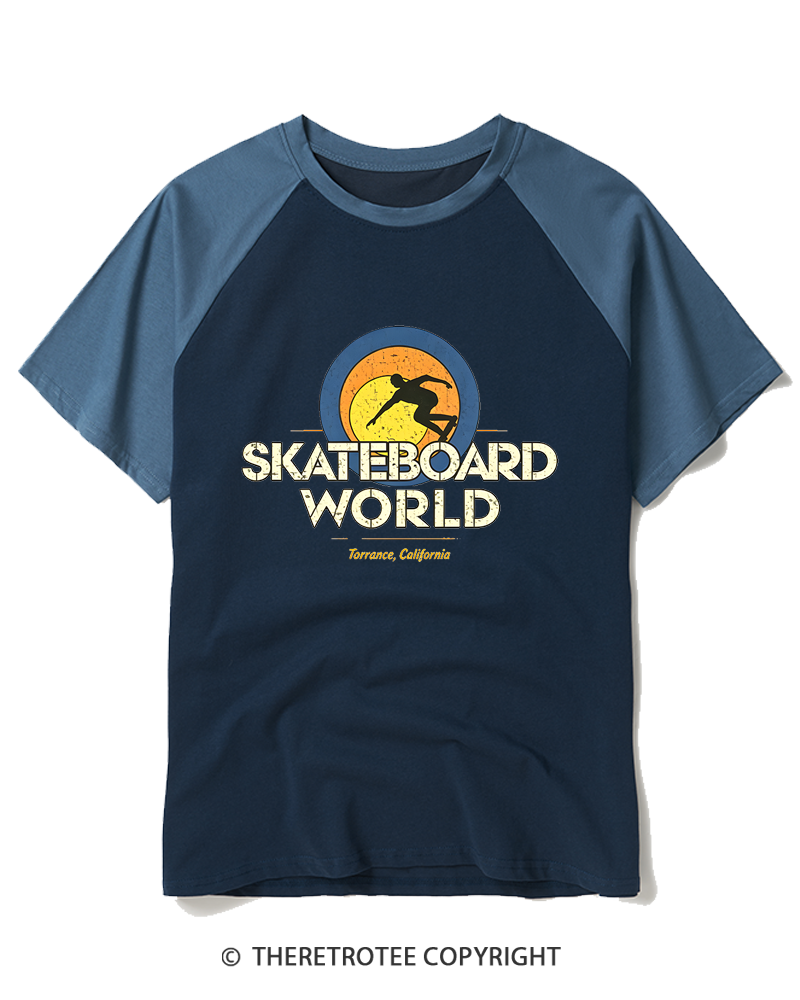 TheRetroTee Skateboard World 1977 Raglan Baseball T-Shirt