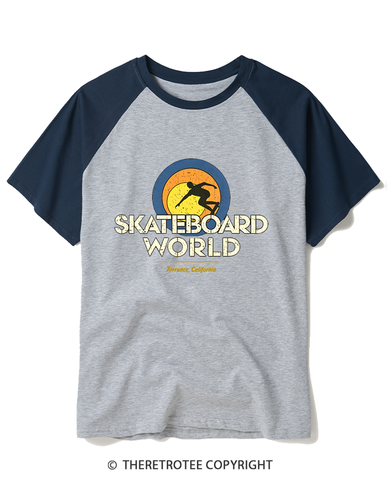 TheRetroTee Skateboard World 1977 Raglan Baseball T-Shirt