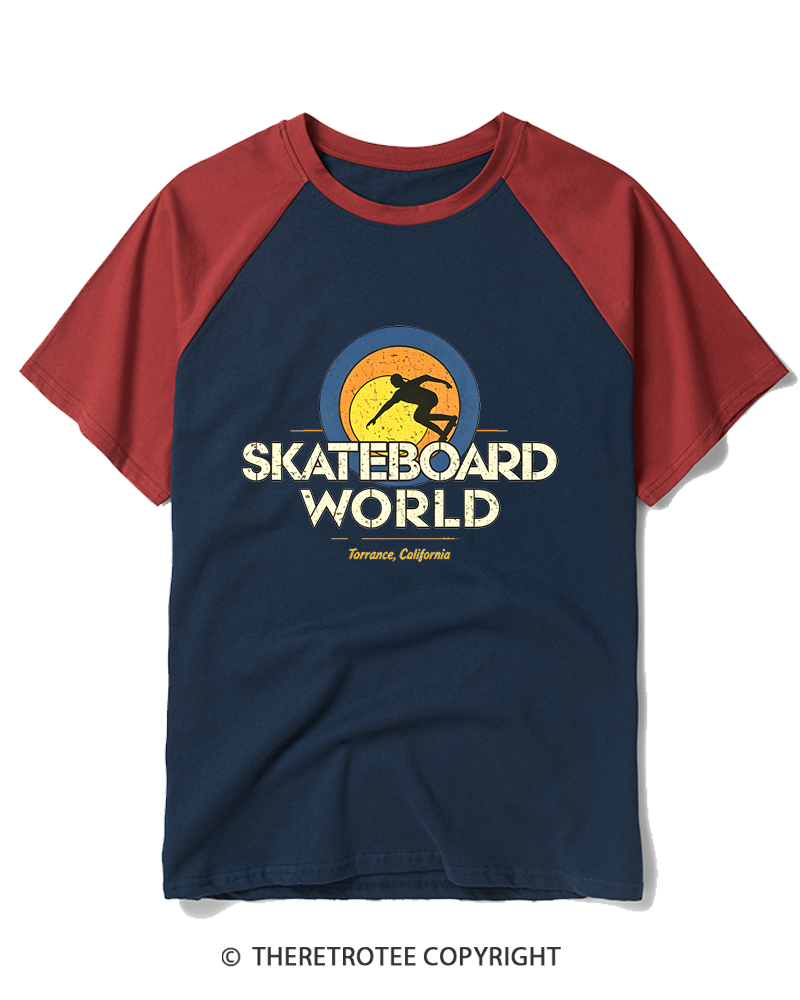 TheRetroTee Skateboard World 1977 Raglan Baseball T-Shirt