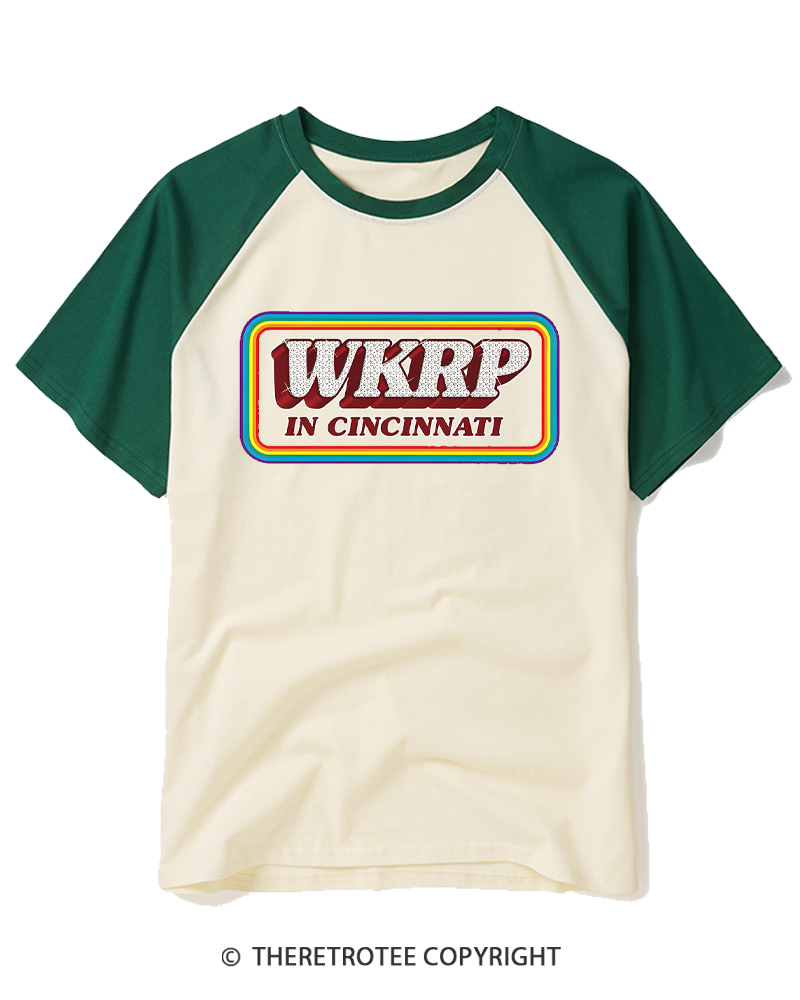 TheRetroTee Cincinnati Radio Culture 1970s Raglan Baseball T-Shirt