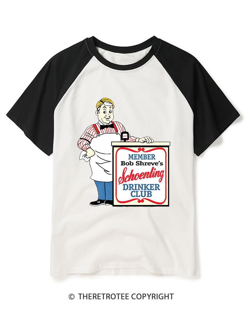 TheRetroTee Drinker Club Member 1970s Raglan Baseball T-Shirt