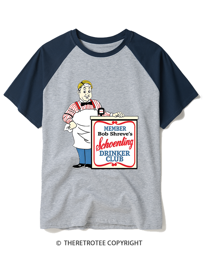 TheRetroTee Drinker Club Member 1970s Raglan Baseball T-Shirt