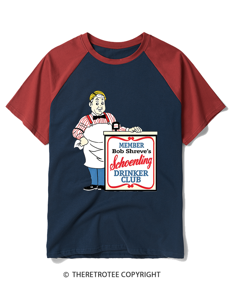 TheRetroTee Drinker Club Member 1970s Raglan Baseball T-Shirt
