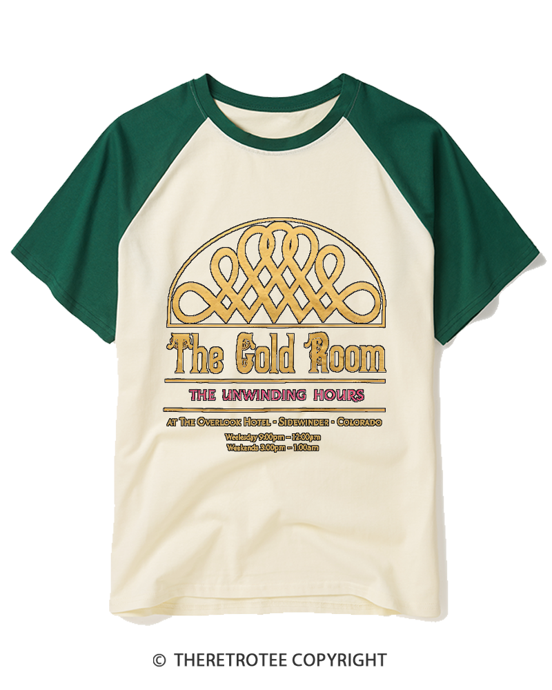 TheRetroTee Gold Room 1980s Raglan Baseball T-Shirt