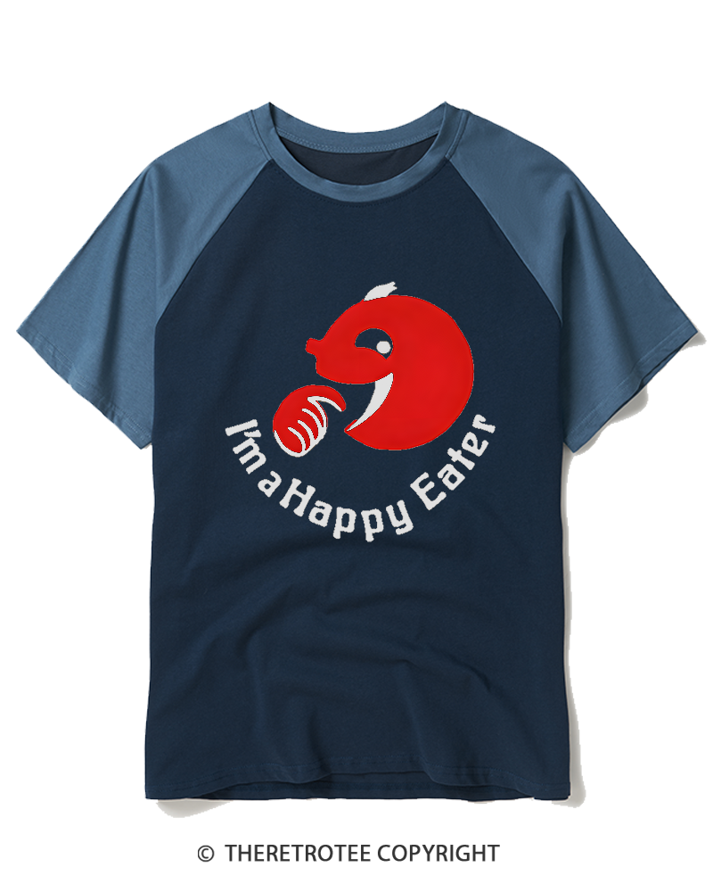 TheRetroTee I'm A Happy Eater 1990s Raglan Baseball T-Shirt