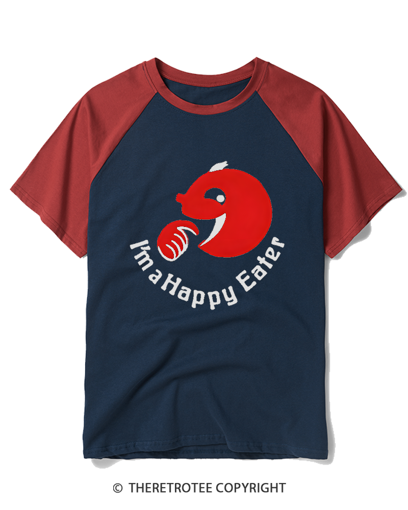 TheRetroTee I'm A Happy Eater 1990s Raglan Baseball T-Shirt