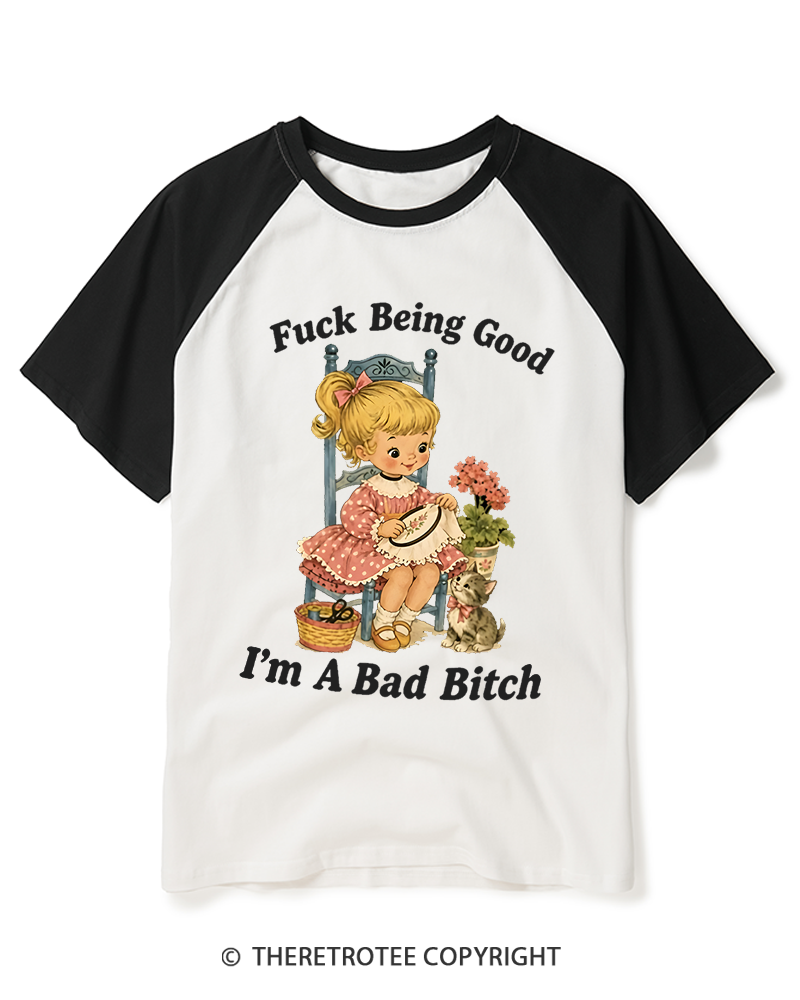 TheRetroTee I’m A Bad Bitch 1950s Raglan Baseball T-Shirt