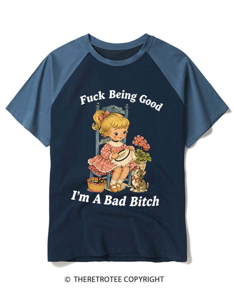 TheRetroTee I’m A Bad Bitch 1950s Raglan Baseball T-Shirt