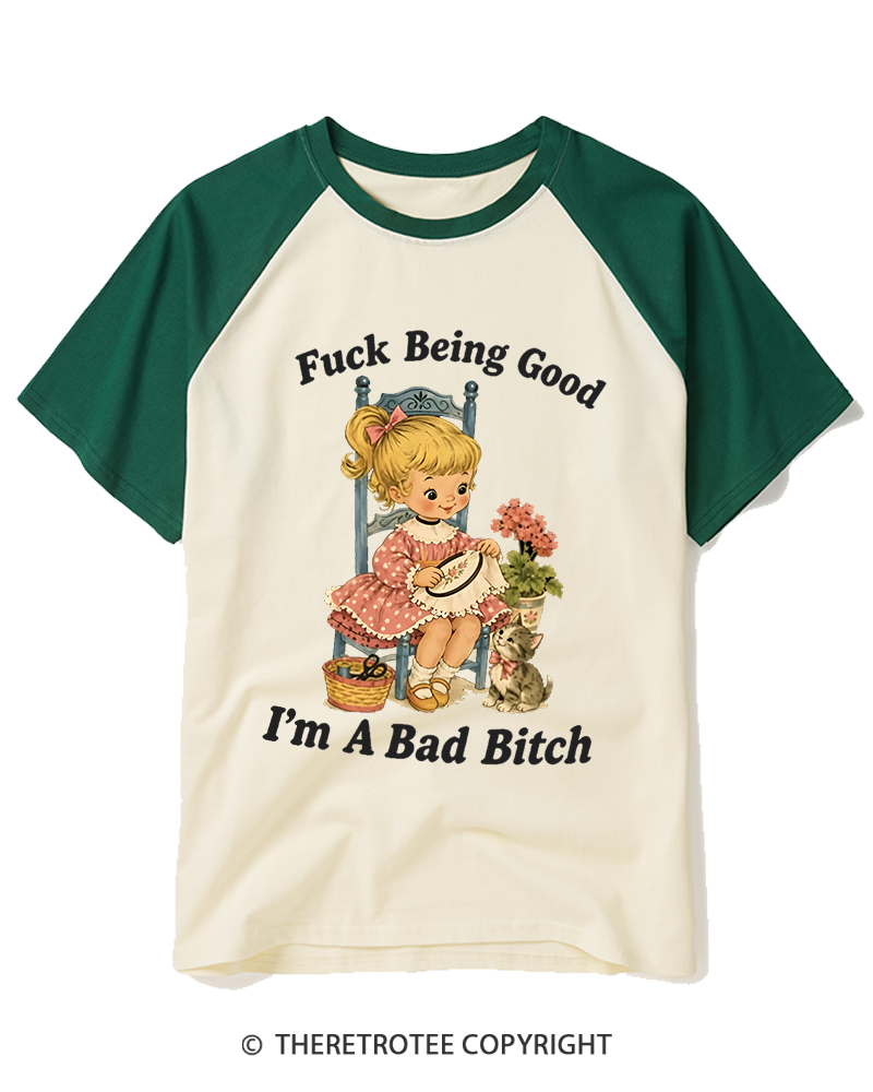 TheRetroTee I’m A Bad Bitch 1950s Raglan Baseball T-Shirt