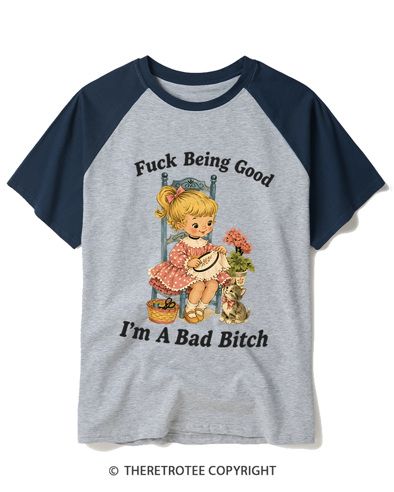 TheRetroTee I’m A Bad Bitch 1950s Raglan Baseball T-Shirt