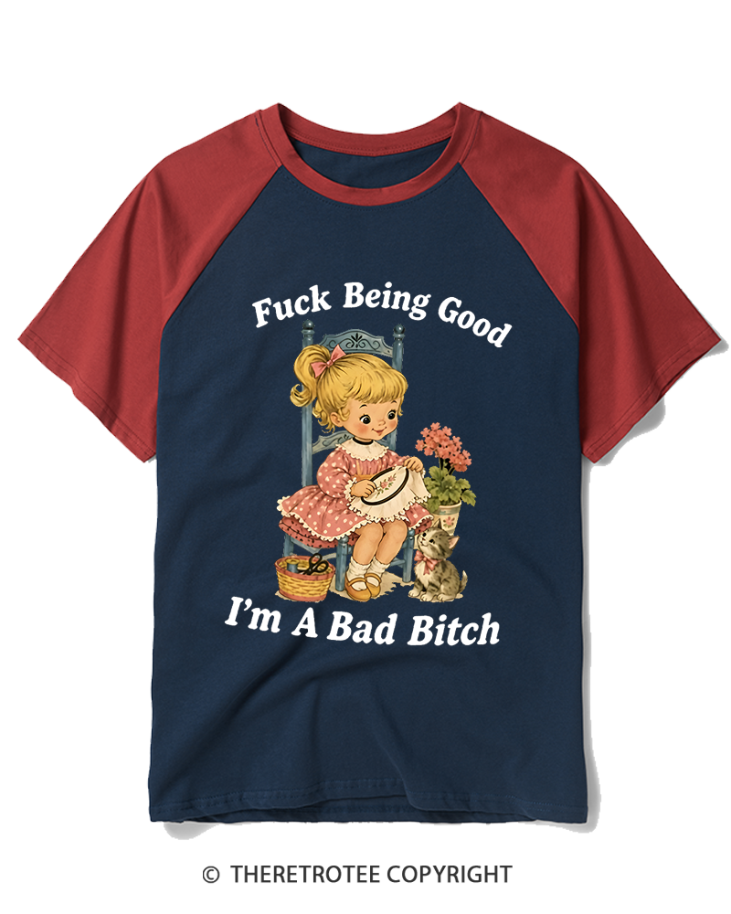TheRetroTee I’m A Bad Bitch 1950s Raglan Baseball T-Shirt