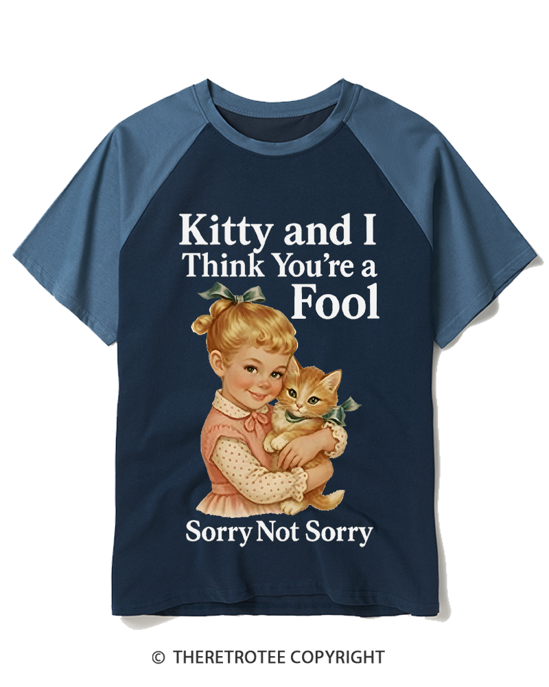 TheRetroTee Kitty And I Think You’Re A Fool 1950s Raglan Baseball T-Shirt