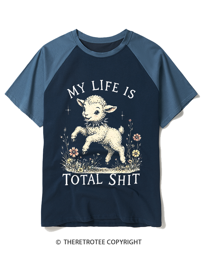 TheRetroTee My Life Is Total Sht Raglan Baseball T-Shirt