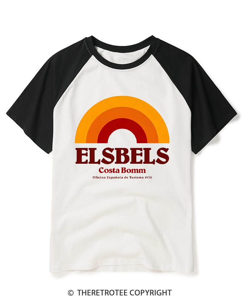 TheRetroTee Oficina Española de Turismo 1972 Raglan Baseball T-Shirt