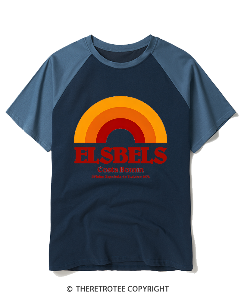 TheRetroTee Oficina Española de Turismo 1972 Raglan Baseball T-Shirt