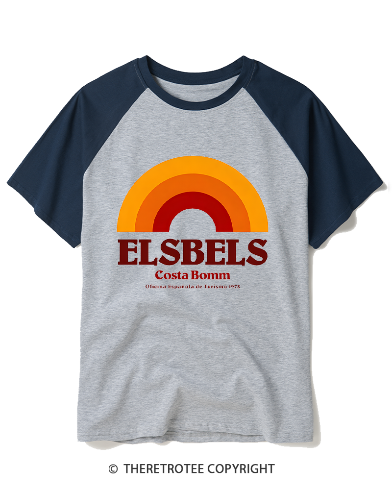TheRetroTee Oficina Española de Turismo 1972 Raglan Baseball T-Shirt
