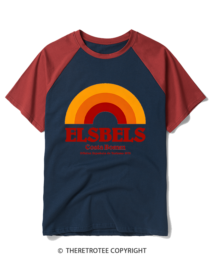 TheRetroTee Oficina Española de Turismo 1972 Raglan Baseball T-Shirt