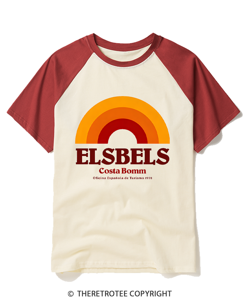 TheRetroTee Oficina Española de Turismo 1972 Raglan Baseball T-Shirt