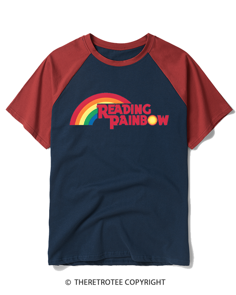 TheRetroTee Rainbow Book Club 1970s Raglan Baseball T-Shirt