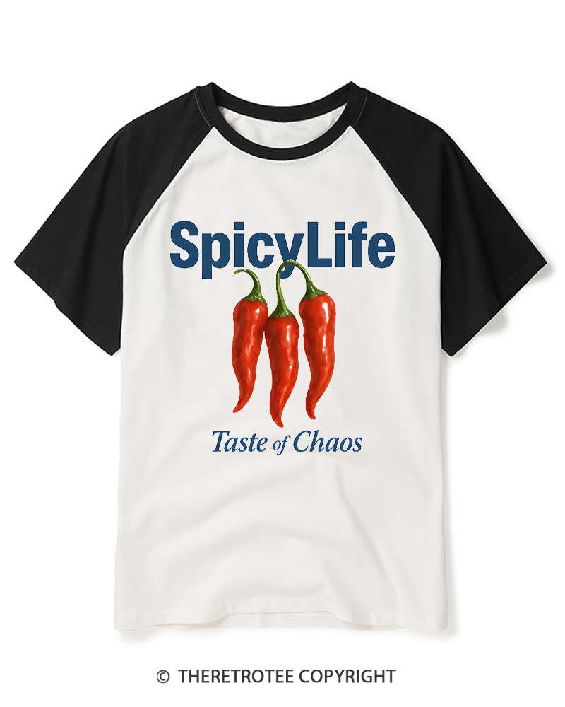 TheRetroTee Spicy Life Taste of Chaos Raglan Baseball T-Shirt