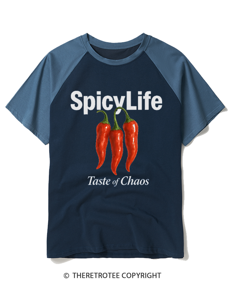 TheRetroTee Spicy Life Taste of Chaos Raglan Baseball T-Shirt