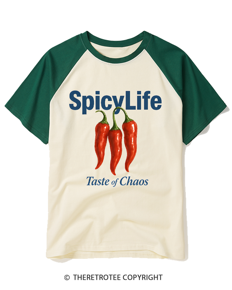 TheRetroTee Spicy Life Taste of Chaos Raglan Baseball T-Shirt