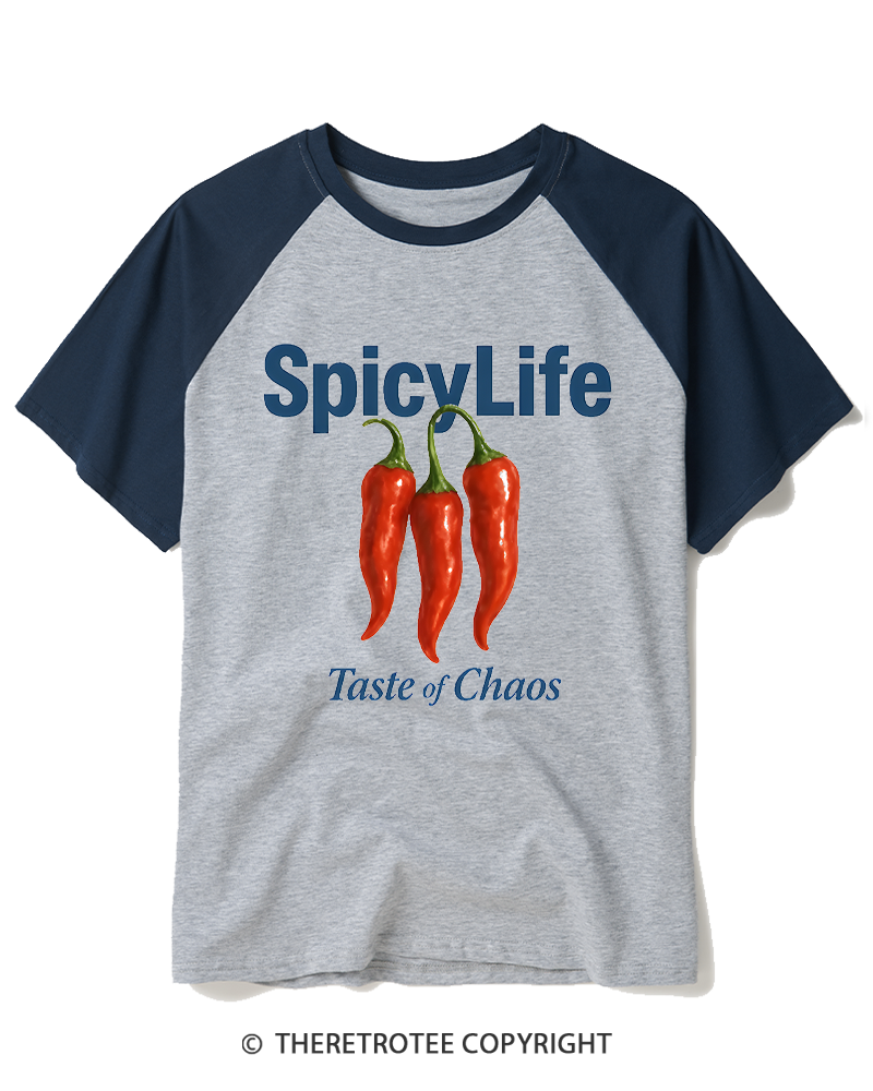TheRetroTee Spicy Life Taste of Chaos Raglan Baseball T-Shirt
