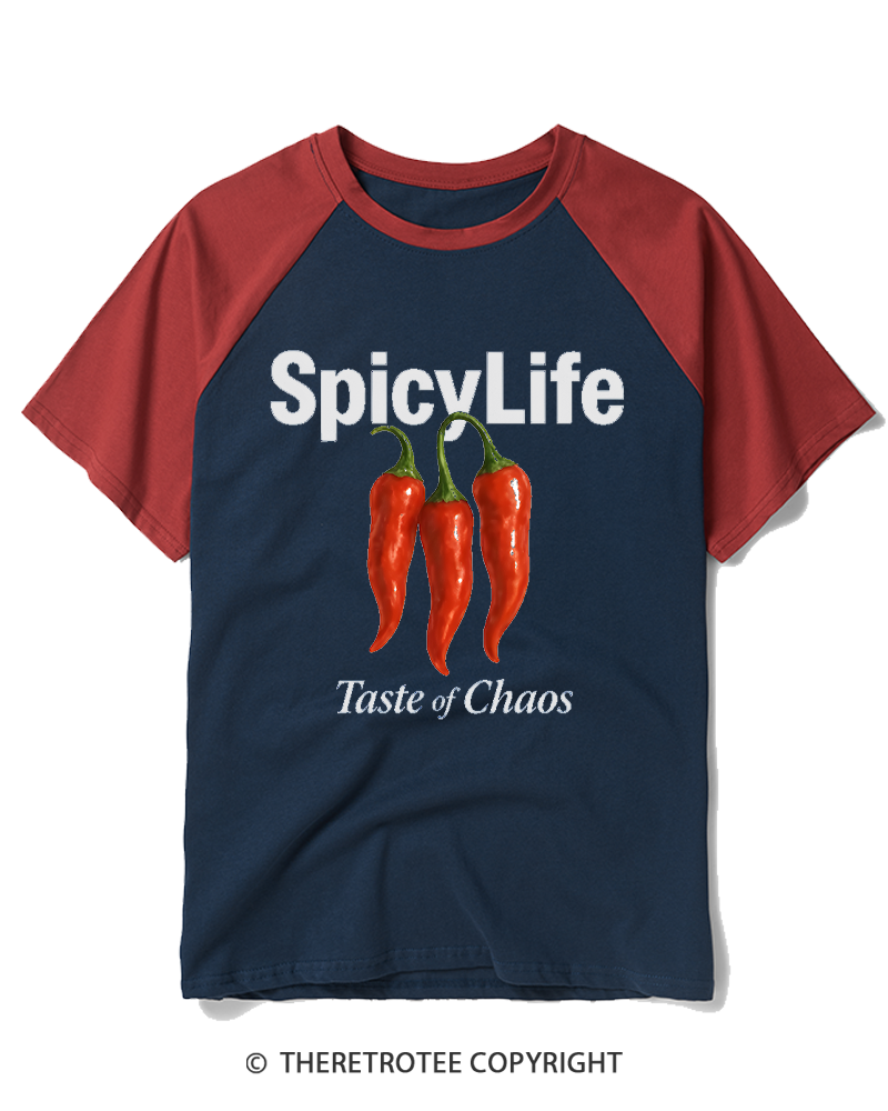 TheRetroTee Spicy Life Taste of Chaos Raglan Baseball T-Shirt