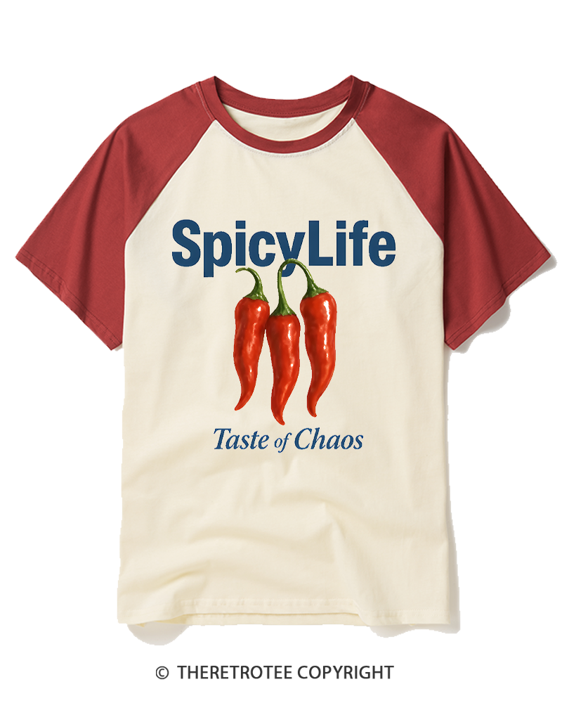 TheRetroTee Spicy Life Taste of Chaos Raglan Baseball T-Shirt