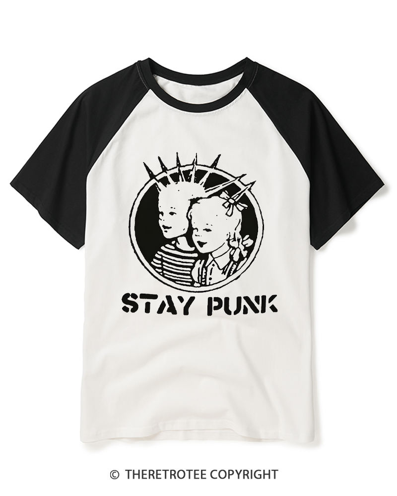 TheRetroTee Stay Punk Raglan Baseball T-Shirt