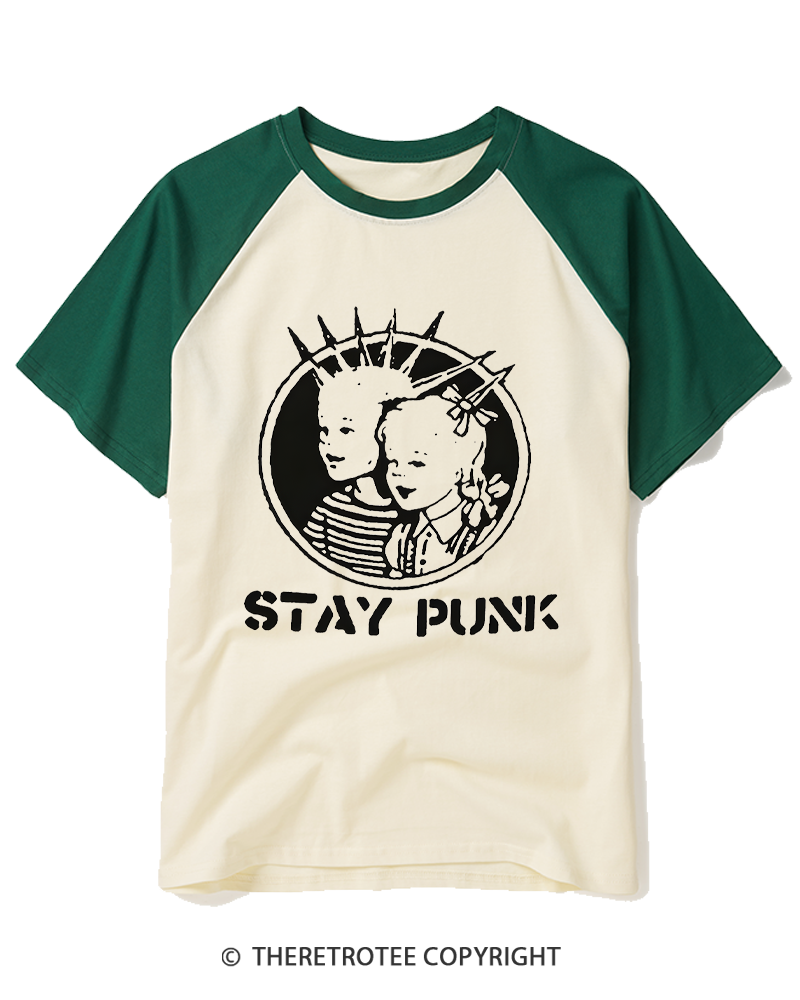 TheRetroTee Stay Punk Raglan Baseball T-Shirt