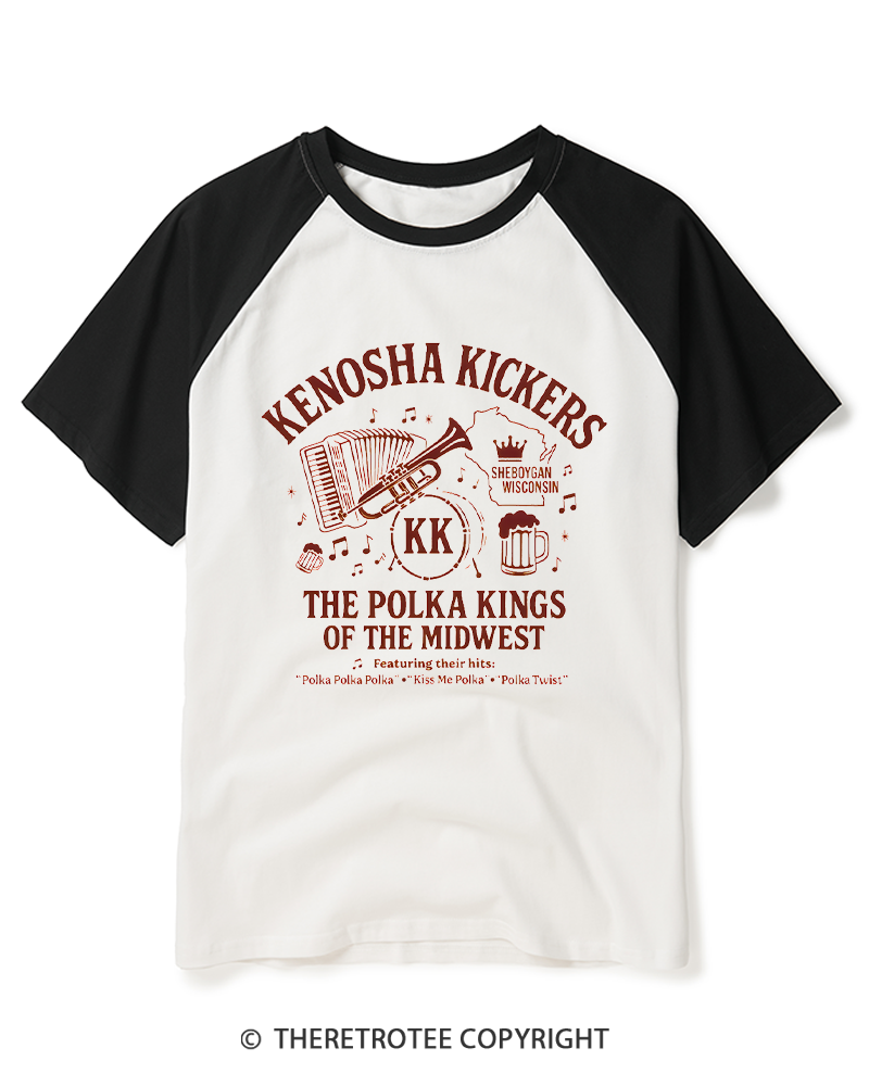 TheRetroTee The Polka Kings of the Midwest 1990s Raglan Baseball T-Shirt