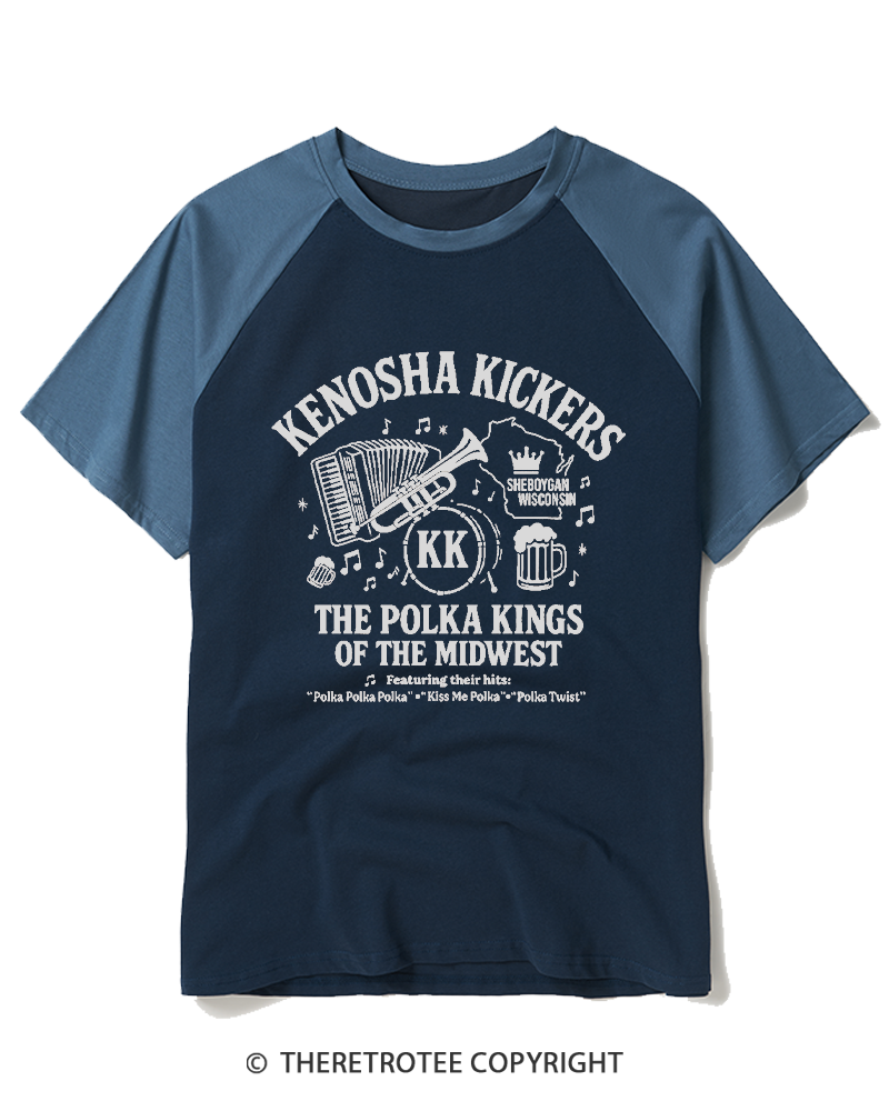 TheRetroTee The Polka Kings of the Midwest 1990s Raglan Baseball T-Shirt