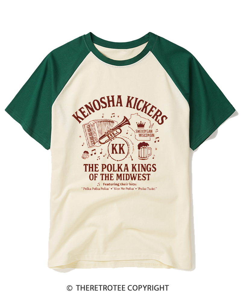 TheRetroTee The Polka Kings of the Midwest 1990s Raglan Baseball T-Shirt
