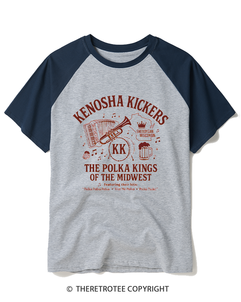 TheRetroTee The Polka Kings of the Midwest 1990s Raglan Baseball T-Shirt