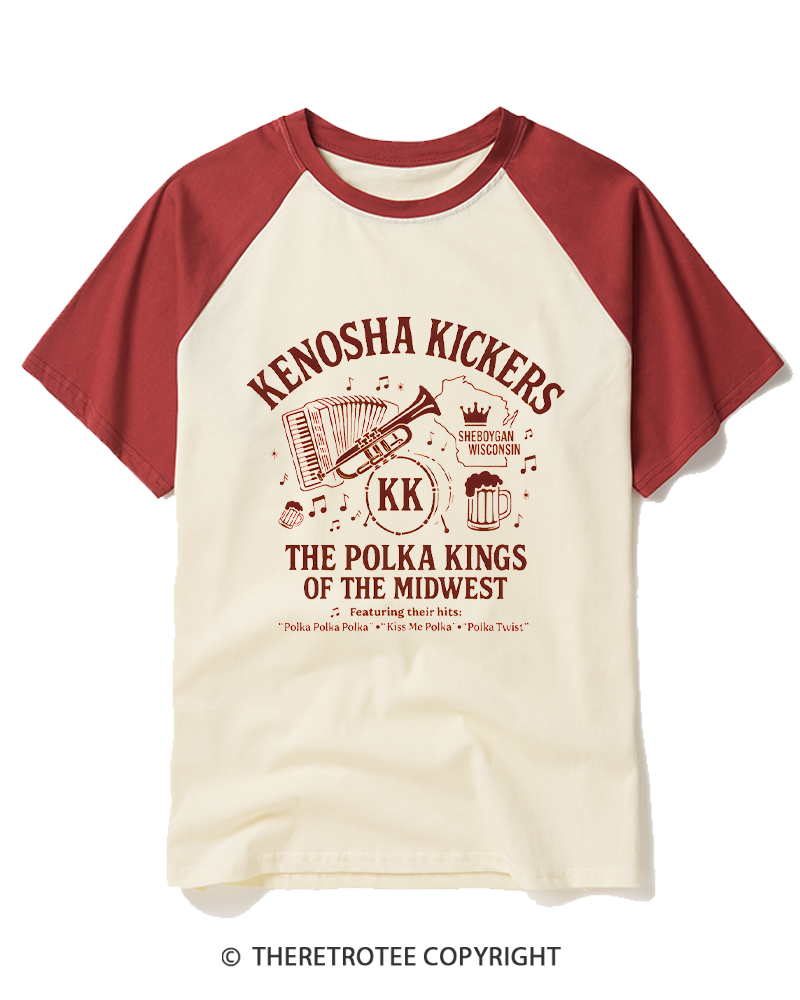 TheRetroTee The Polka Kings of the Midwest 1990s Raglan Baseball T-Shirt