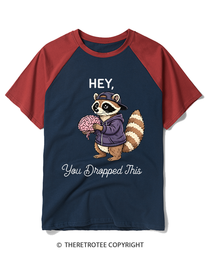 TheRetroTee You Dropped This Raccoon Raglan Baseball T-Shirt
