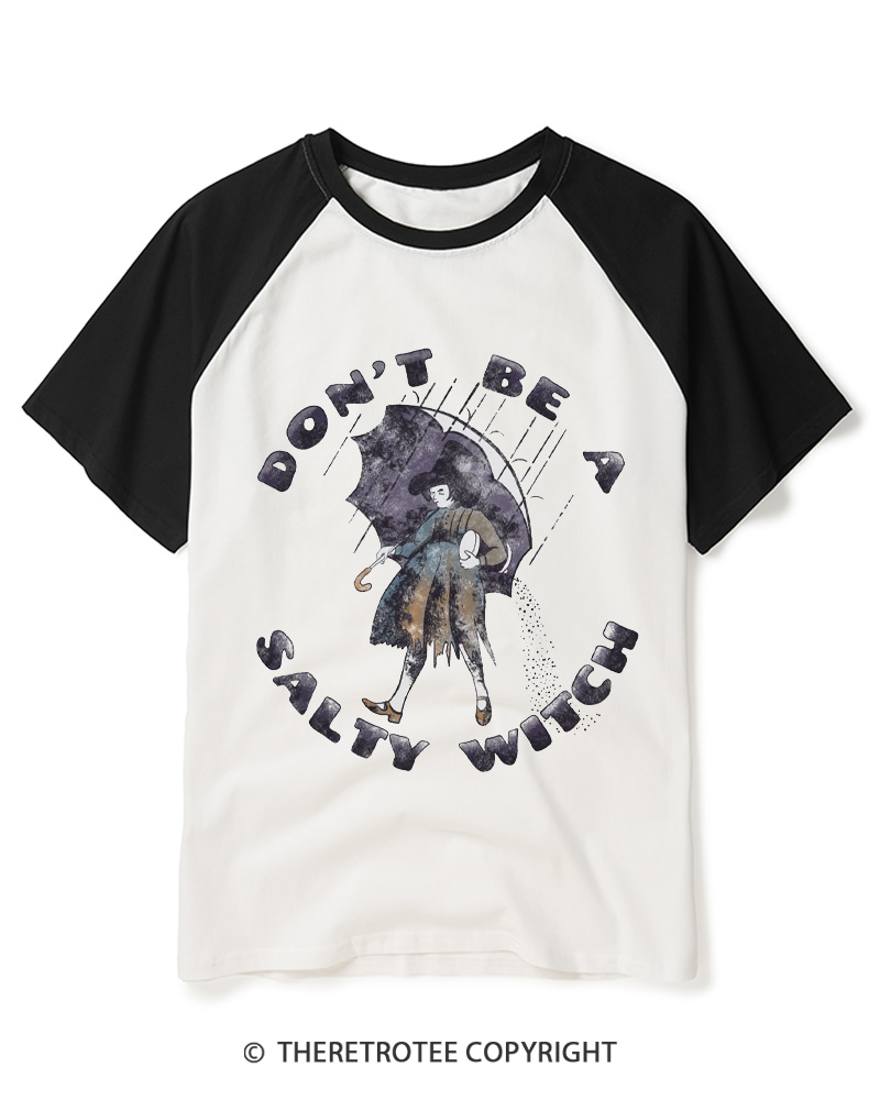 TheRetroTee Don't Be A Salty Witch 1950s Raglan Baseball T-Shirt
