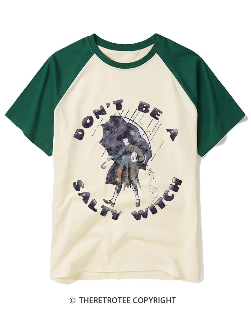 TheRetroTee Don't Be A Salty Witch 1950s Raglan Baseball T-Shirt
