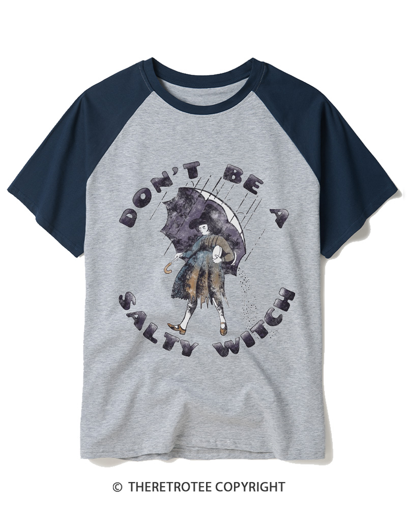 TheRetroTee Don't Be A Salty Witch 1950s Raglan Baseball T-Shirt