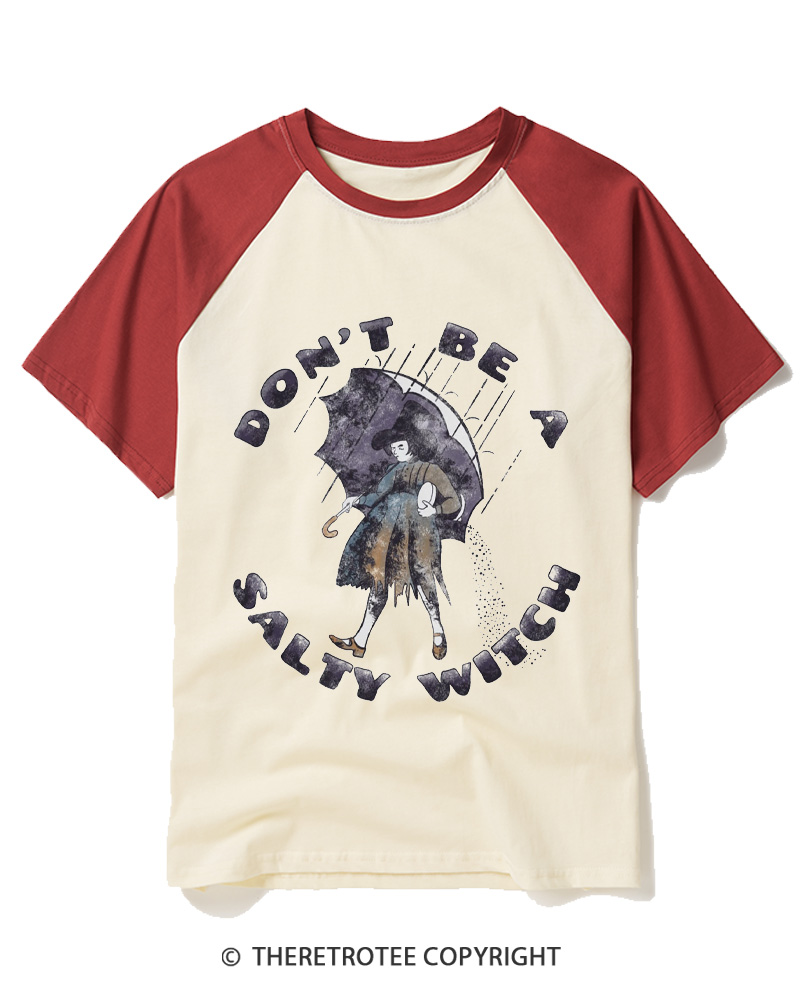 TheRetroTee Don't Be A Salty Witch 1950s Raglan Baseball T-Shirt
