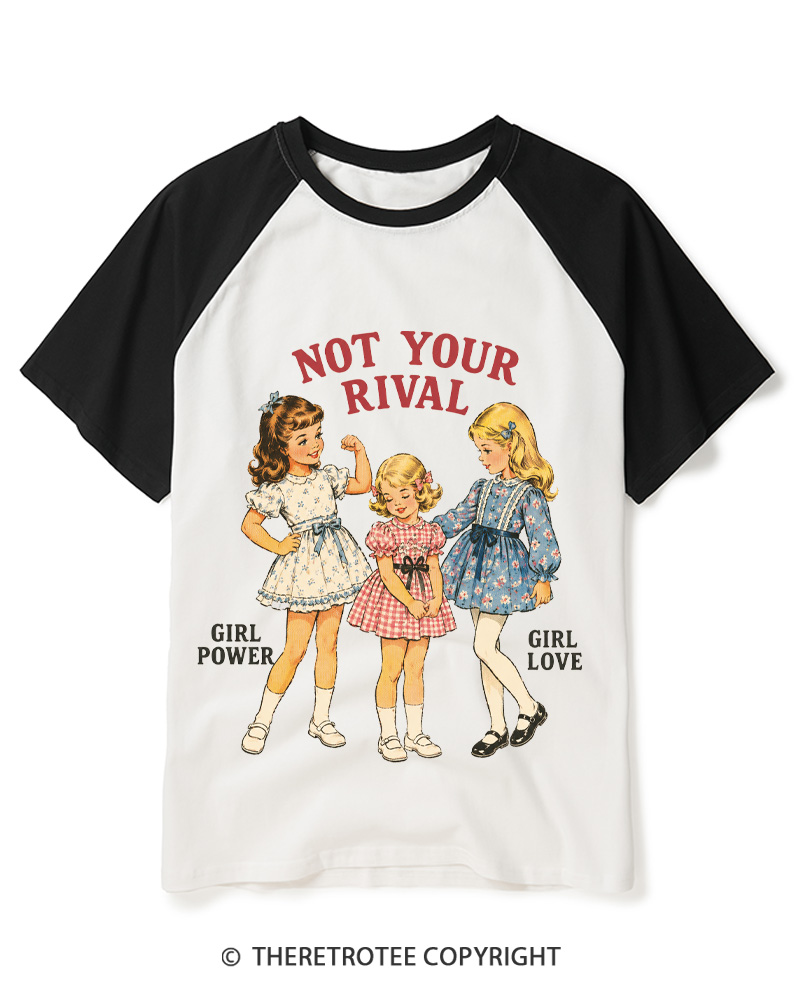 TheRetroTee Not Your Rival 1950s Raglan Baseball T-Shirt