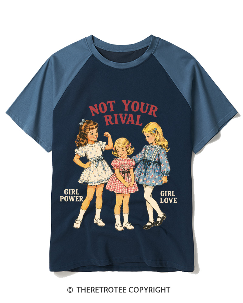 TheRetroTee Not Your Rival 1950s Raglan Baseball T-Shirt