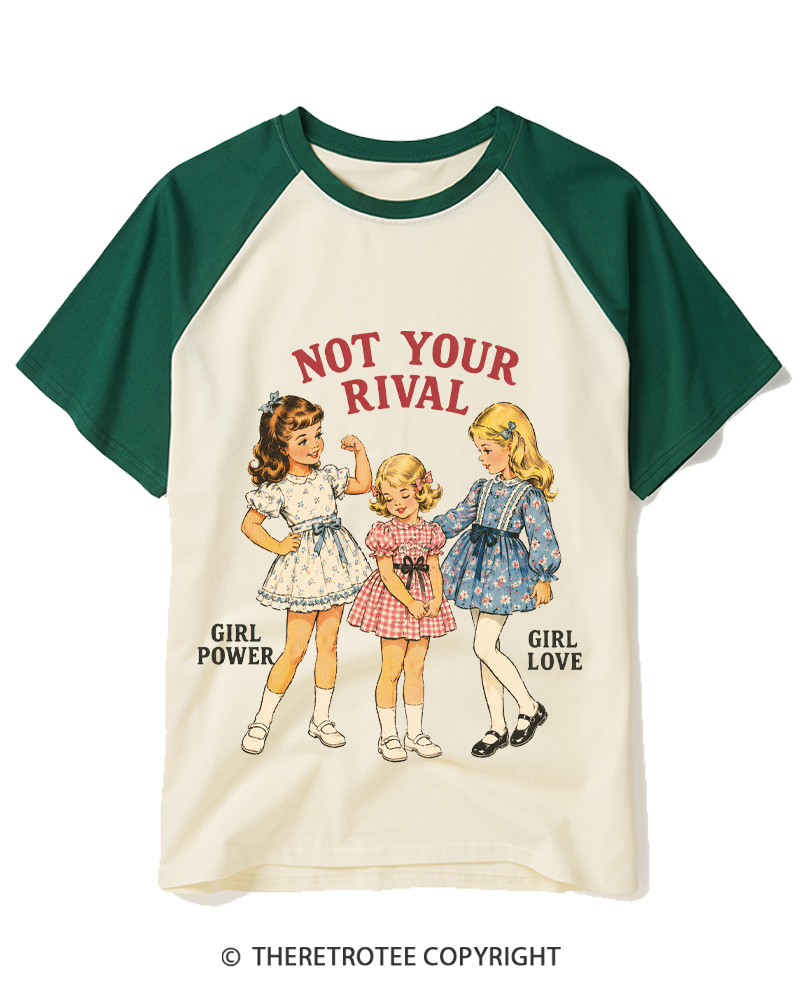 TheRetroTee Not Your Rival 1950s Raglan Baseball T-Shirt