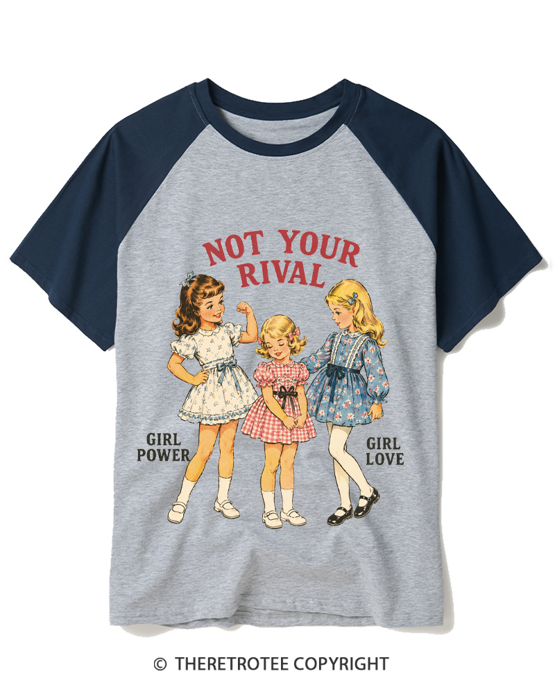 TheRetroTee Not Your Rival 1950s Raglan Baseball T-Shirt