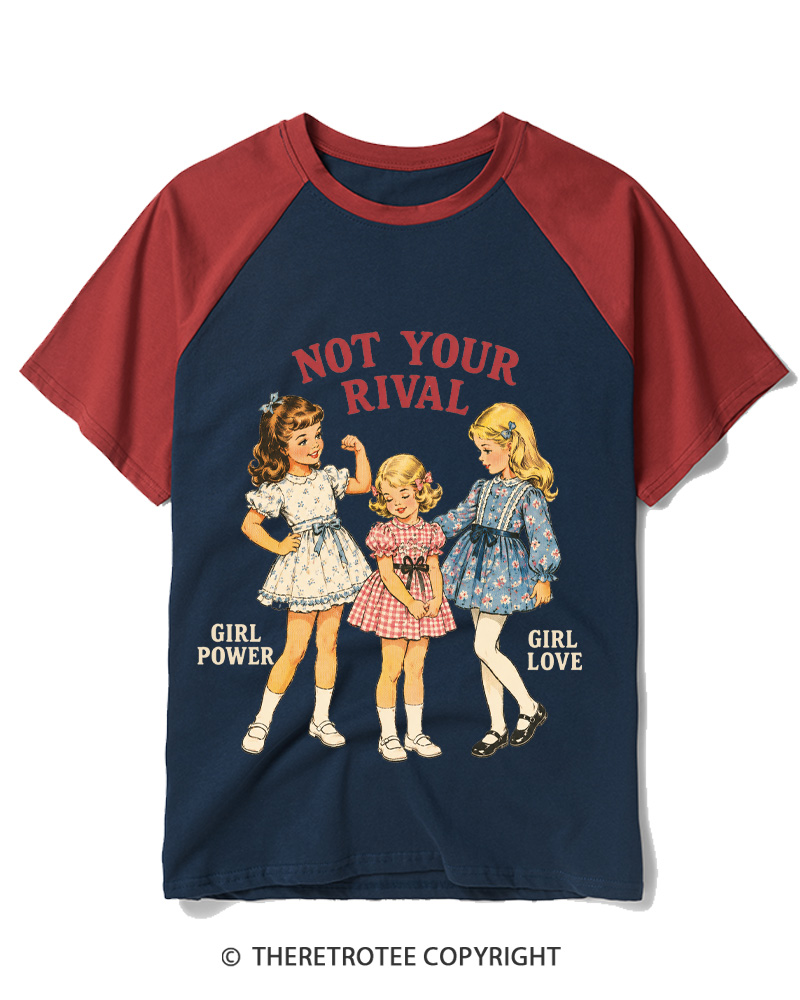 TheRetroTee Not Your Rival 1950s Raglan Baseball T-Shirt
