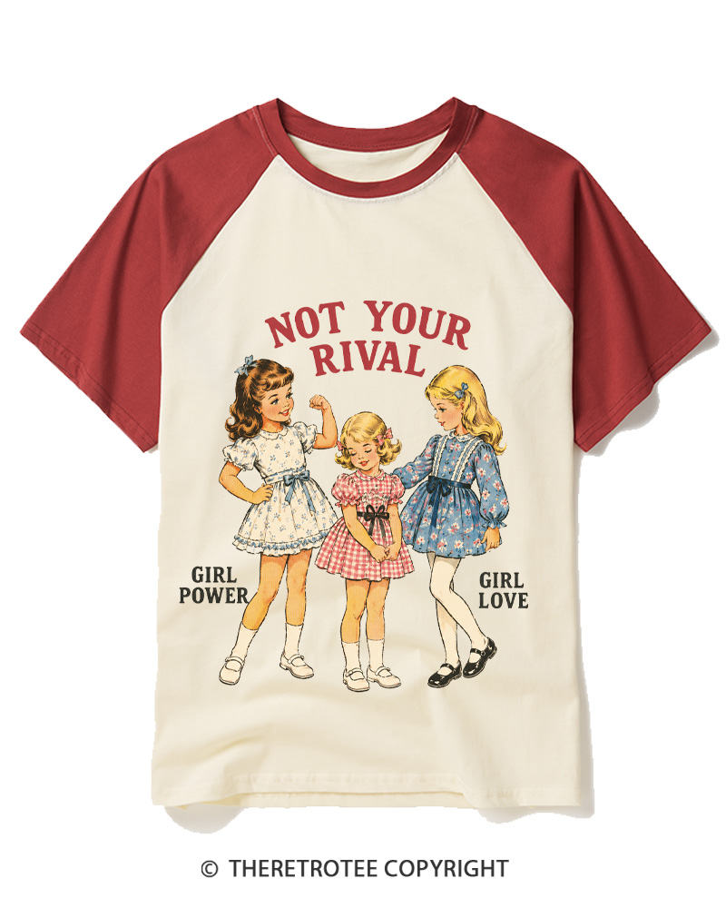 TheRetroTee Not Your Rival 1950s Raglan Baseball T-Shirt