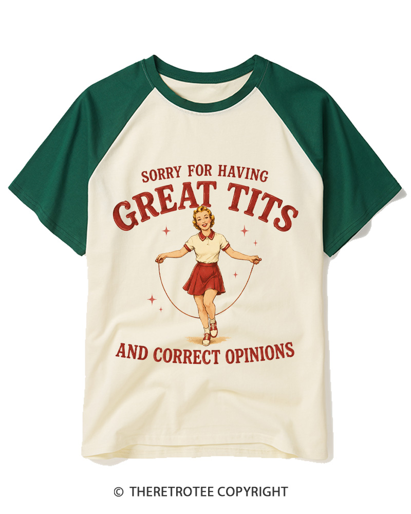 TheRetroTee Correct Opinions 1950s Raglan Baseball T-Shirt
